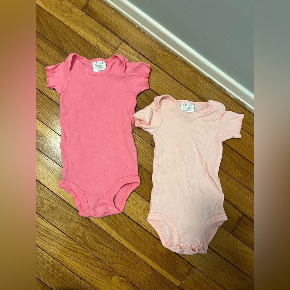 2 Pink Flutter Sleeve Onesies